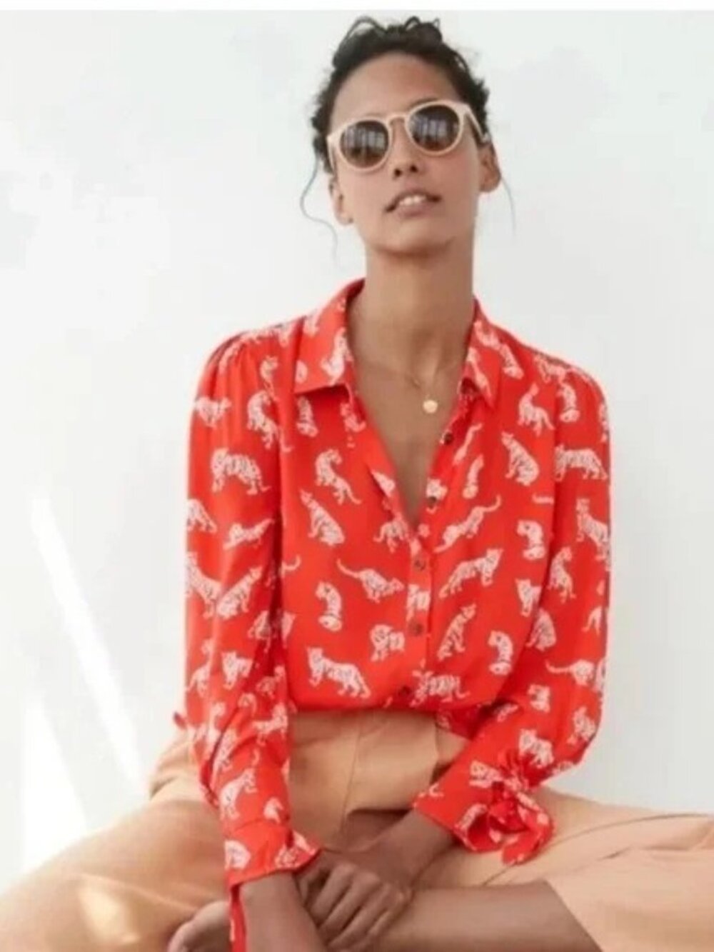 Anthropologie Margaret Jeanne Tiger Orange Shirt 4